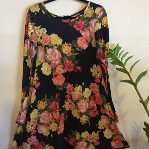 ASOS Long Sleeve Floral Swinger Dress